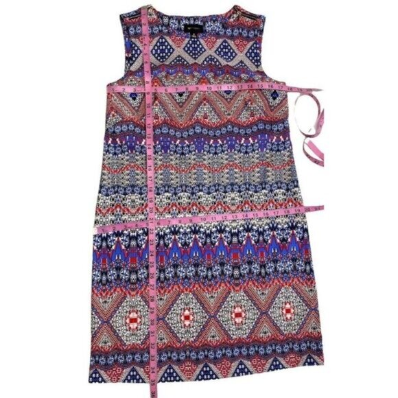 AB Studio Red White Blue Stretch Sheath Crew Neck Dress Sz 6 - Picture 7 of 8